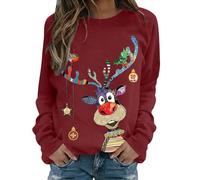 Pull Noel, Sweet Plaid Femme, Pull de Noel Moche, Sweatshirts Femme, Vetement Mode, Ugly Christmas Sweater, Plaid avec Manche, Plaids à Manches, Sweatshirt, Hoodie, Christmas, noël, générique, Rennes