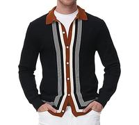Pull noir à col en V pour homme - Vêtements d'hiver tendance 2024 - Tendance - Automne - Décontracté - Col en V - Cardigan tricoté à manches longues - Décoration de Noël, Noir , XL