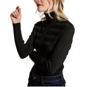 Pull Noir Brillant femme Morgan Mentosa - Col roulé - Manches longues - Coupe cintrée XS