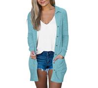 Pull Noir Classique Col Rond Chaud Gilet Grosse Laine Femme Ardigan-Neck Hiver Chaude Veste Capuche Cardigan Grande Taille Sweet Polaire Pull Automne Vêtements Femme Hiver Bleu Clair S