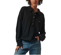 Pull noir femme KAPORAL - LIVIA - Manches longues - Col polo boutonné - Logo brodé poitrine M