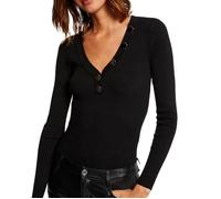 Pull noir femme Morgan BANBI - col V, manches longues, maille fine XS