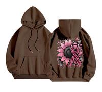 Pull Noir Femme Sweat à Capuche à Manches Longues pour Femme sur le thème de la sensibilisation au cancer du sein avec Lettres imprimées pour un usage quotidien, Style décontracté et Ailes Femmes Noir