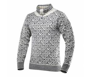 Pull norvégien en laine avec col roulé zippé Devold Svalbard gris S
