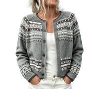 Pull Norvégien Femme Cardigan Mode Boutonné Fair Isle Veste Maille Chic | Motifs traditionnels séculaires réinventés dans une coupe actuelle pour conjuguer héritage nordique et modernité urbaine