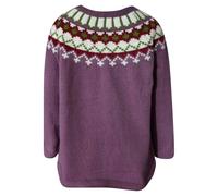 Pull Norvégien pour Femme Hiver Chaud Chic Et Élégant Pullover Tricoté Col Rond Manche Longue Sweater Motif Jacquard Tunique Grande Taille Pas Cher Basique Vetement Femme Automne Hiver