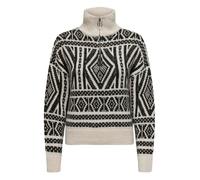 Pull - ONLY - Col camionneur - Imprimé frise - Fermeture zippée - Ourlet en bords côtes M