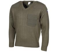 Pull original de l'armée tchèque en laine olive, col en V, surplus militaire