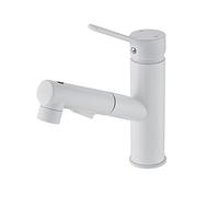 Pull Out Bathroom Faucet,Brass,Three Water Flow Modes Brass Single Handle,Basin Mixer Tap Hot and Cold Water Sink taps, Basin taps Mixers Bathroom Sink,White