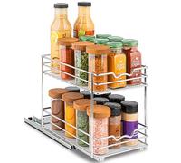 Pull Out Cabinet Organizer for Spices, Cans - Heavy Duty with Lifetime Limited Warranty- Pull Out Spice Rack- Cabinet Pull Out Shelf for Cans,Dishes, Etc, 6.-1/2"W x 10-3/8"D x 8-7/8"H, Chrome