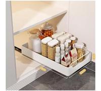 Pull Out Cabinet Organizer,Organiseur D'armoire Coulissant Pas Besoin De Percer Ni De Clouer Convient Pour Cuisine Armoire Salle De Bains Tiroir Coulissant Organiseur,White-43 * 25 * 7cm