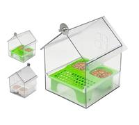 Pull-Out External Parrot Feeder, 2025 New Multi-Function Hanging Mess-Free Bird Feeder,Transparent Bird Bath Tub, Easy to Refill and Cleanfor Garden Pole Mounting and Backyard Use Outside (Green)
