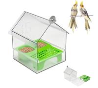 Pull-Out External Parrot Feeder, 2026 New Transparent Bird Feeder House, Hanging Mess-Free Bird Feeder, Squirrel-Proof, Easy to Fill, Clean, for Finch and Hummingbird, Patio (Green)