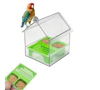 Pull Out External Parrot Feeder, Bird Feeder House, Comederos Para Pajaritos Pull-Out Design,Transparent Bird Cage Feeders, Easy to Fill Dish & Clean (Green)