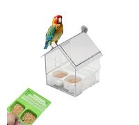 Pull Out External Parrot Feeder, Bird Feeder House, Comederos Para Pajaritos Pull-Out Design,Transparent Bird Cage Feeders, Easy to Fill Dish & Clean (White)