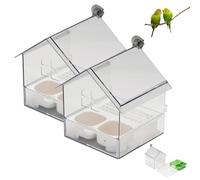 Pull-Out External Parrot Feeder, Decorative Transparent Bird Bath Tub, Versatile Hanging, Easy to Install and Clean, Great for Bird Lovers (White2)