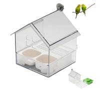 Pull-Out External Parrot Feeder, Decorative Transparent Bird Bath Tub, Versatile Hanging, Easy to Install and Clean, Great for Bird Lovers (White1)