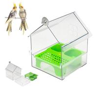 Pull-Out External Parrot Feeder, Hanging Mess-Free Bird Feeder, Squirrel-Proof, Bird Feeder House, Decorative Transparent Bird Bath Tub Easy to Fill, Clean, for Finch and Hummingbird, Patio (Green)