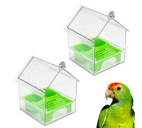 Pull-Out External Parrot Feeder, Hanging Wild Bird Seed Platform with Squirrel Proof Metal Tray, Multi-Function Feeder Can Hold Food and Water at The Same Time, Easy to Hold and Clean (Green*2)