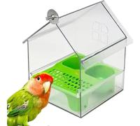 Pull-Out External Parrot Feeder, Hanging Wild Bird Seed with Squirrel Proof Tray, Bird Feeder House, Decorative Transparent Bath Tub Easy to Fill, Clean, for Finch and Hummingbird, Patio (Green)