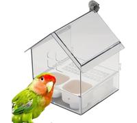 Pull-Out External Parrot Feeder, Hanging Wild Bird Seed with Squirrel Proof Tray, Bird Feeder House, Decorative Transparent Bath Tub Easy to Fill, Clean, for Finch and Hummingbird, Patio (Write)