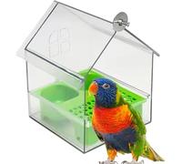 Pull-Out External Parrot Feeder, Long-Lasting Outdoor Use, 18.5 X 14.5 X 14 Cm, Decorative Transparent Bird Bath Tub Easy to Fill, Clean, for Finch and Hummingbird, Parrot (Green)