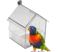 Pull-Out External Parrot Feeder, Long-Lasting Outdoor Use, 18.5 X 14.5 X 14 Cm, Decorative Transparent Bird Bath Tub Easy to Fill, Clean, for Finch and Hummingbird, Parrot (White)