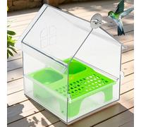 Pull-Out External Parrot Feeder, No Mess Bird Feeder for Cage, Acrylic Parakeet No Spill Bird Seed Food Dispenser, Comederos Para Pajaritos De Jaula, Accessories Large Storage Container Dish(Vert)