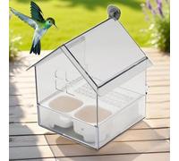 Pull-Out External Parrot Feeder, No Mess Bird Feeder for Cage, Acrylic Parakeet No Spill Bird Seed Food Dispenser, Comederos Para Pajaritos De Jaula, Accessories Large Storage Container Dish(Blanc)