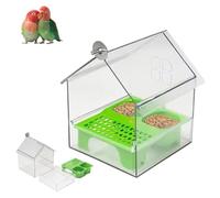Pull-Out External Parrot Feeder, No Mess Pet Bird Feeders for Cage, No-Spill Transparent Parakeet Seed and Water Dispenser, Birds Feeding & Watering Supplies, for Finch and Hummingbird (Green)