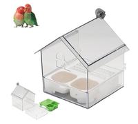 Pull-Out External Parrot Feeder, No Mess Pet Bird Feeders for Cage, No-Spill Transparent Parakeet Seed and Water Dispenser, Birds Feeding & Watering Supplies, for Finch and Hummingbird (White)