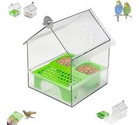 Pull-Out External Parrot Feeder, Pull-Out and Double-Hanging External Parrot Feeder, for Small to Medium-Sized Parrots (Green)