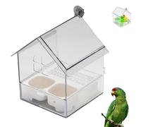Pull-Out External Parrot Feeder, Transparent Bird Feeder House with Pull-Out Tray, Decorative Transparent Bird Bath Tub Easy to Fill, Clean, Birds Feeding Supplies (White,1pc)