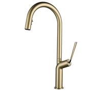 Pull-Out Kitchen Faucet 360 ° Swivel Sink with Double Function Concealed Pull Down Spray Head Brass Single Handle Hot and Cold Mixer Tap,Gun Grey (Black)