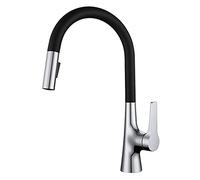 Pull Out Kitchen Faucet, High Arc 360° Swivel Kitchen Sink Faucet with Dual Function Pull Down Sprayer, Solid Brass Single Handle Hot and Cold Water Mixer Tap