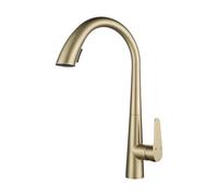 Pull-out kitchen faucet with 360° rotation, made of chrome-plated stainless steel.