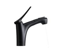 Pull Out Mixer Basin Tap faucets Mixer Tap with extendible Dual Mode Single Lever Cold and Hot Water Copper Single Handle Multi-Function Retractable Bathroom Sink Tap,Black