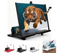 Pull-Out Phone Screen Amplifier, Screen Magnifier Version for Cell Phone, Mobile Smartphone Magnifier with 3D HD Screens, for Movies, Videos, Gaming, Supports All Smartphones (12in-Black)