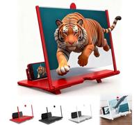 Pull-Out Phone Screen Amplifier, Screen Magnifier Version for Cell Phone, Mobile Smartphone Magnifier with 3D HD Screens, for Movies, Videos, Gaming, Supports All Smartphones (10in-Red)