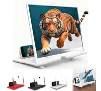 Pull-Out Phone Screen Amplifier, Screen Magnifier Version for Cell Phone, Mobile Smartphone Magnifier with 3D HD Screens, for Movies, Videos, Gaming, Supports All Smartphones (10in-White)