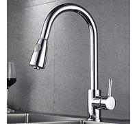 Pull-Out Sprayer Faucets,360 Degree Swivel Spout Water in Brass,Kitchen Sink Hot and Cold Water,Pull Out Kitchen Faucet Hole Single Handle,Chrome