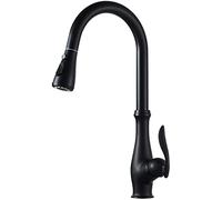 Pull-Out Sprayer Kitchen Faucets Black,360 Degree Swivel Spout in Brass,Kitchen Sink Faucet 2 Types of Outlet Modes,Single Handle Hot and Cold Water Mixer