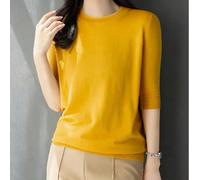 Pull-over col montant, maille fine, manches mi-longues pour femmes. Mode et élégant, coupe ample, manches 5/10, couche de base, printemps et automne L,M,S,XLTricots