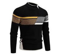 Pull Over Homme,Pullover Homme Hiver,Produit catégorie Men's Sweater Coat - Pull du Cou Semi-Haut pour Homme 2024 - Base de Pull harmonisée sans Logo (Black, XL)