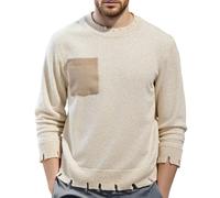 Pull Over Homme Tricoté Col Rond Chaud Manches Longues, Sweatshirt en Maille Fine Casual Pullover Coupe Sweat Pulls Respirant T-Shirt Couleur Unie Slim Fit Pull-Over Chandails Top Automne Et Hiver