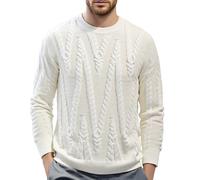 Pull Over Homme Tricoté Col Rond Et Manches Longues, Sweater en Maille Fine Thermique Pullover Coupe Sweat Pulls Confortable T-Shirt Couleur Unie Sport Pull-Over Chandails Top Automne Et Hiver