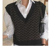 Pull-Over Sans Manches Pour Femmes, Col En V, Surdimensionné Coréen, Nouvelle Collection, Automne Et Hiver M