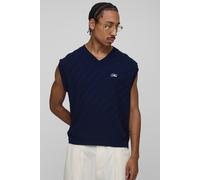 Pull oversize à broderie croisée - MAN homme - bleu - L, bleu