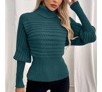 Pull oversize ajusté en tricot torsadé col roulé L,M,SUnicoloreTricots
