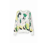 Desigual, Femme, Pulls, Multicolore, Taille: 40 FR Pull Élégant Col Haut Contraste